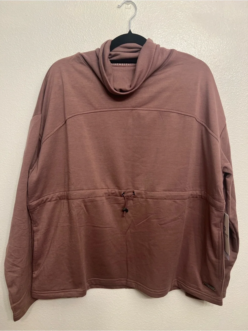 Nine West Mauve Cowl Neck Drawcord Pullover